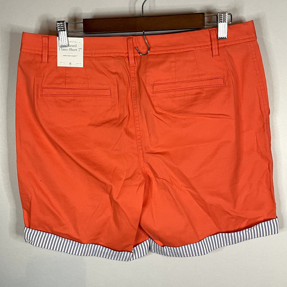 NWT Talbots Relaxed Chino Shorts 7" Inseam Bright Orange / Pink Color Size 8 - Picture 2 of 6